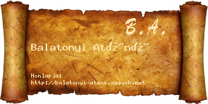 Balatonyi Aténé névjegykártya